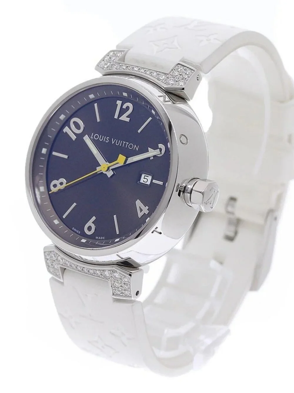 LOUIS VUITTON Tambour Q111G Rug diamond Brown Dial Quartz Men's Watch_965421